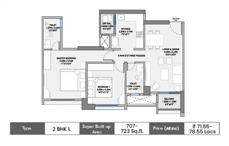 2 BHK-707-723 SqFt