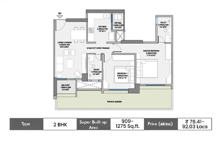 2 BHK-909–1275 SqFt