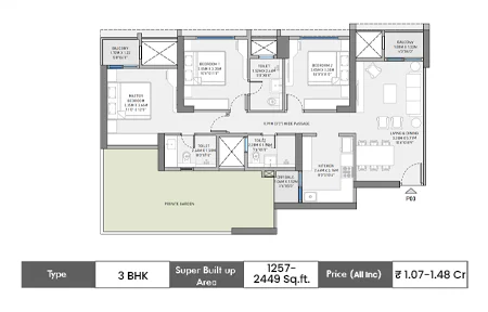 3 BHK-1257–2449 SqFt